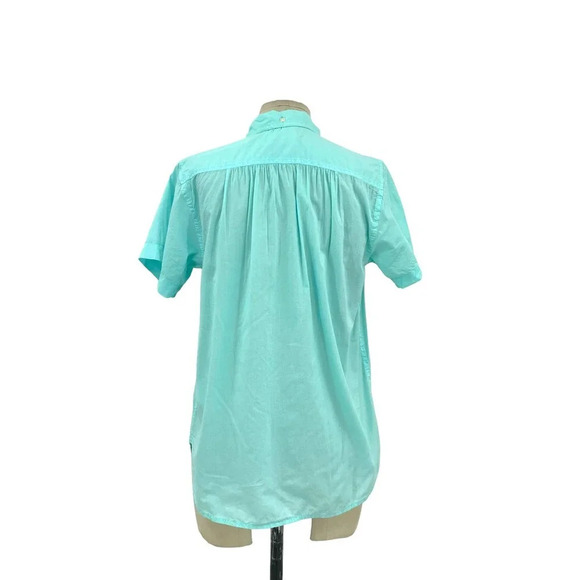 J. Crew‎ Classic-Fit Short-Sleeve Lightweight Cotton Poplin Shirt Blue Size 0 - Picture 5 of 9